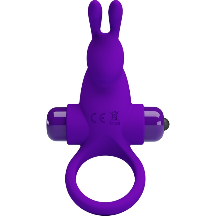 Фиолетовое эрекционное кольцо с выступом-зайчиком для стимуляции клитора - Pretty Love