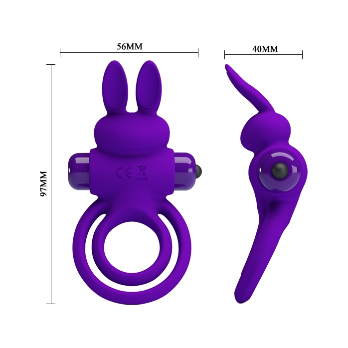 Фиолетовое эрекционное кольцо с вибростимуляцией клитора Vibrant Penis Ring III - Pretty Love. Фотография 4.