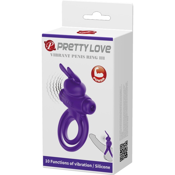 Фиолетовое эрекционное кольцо с вибростимуляцией клитора Vibrant Penis Ring III - Pretty Love. Фотография 6.