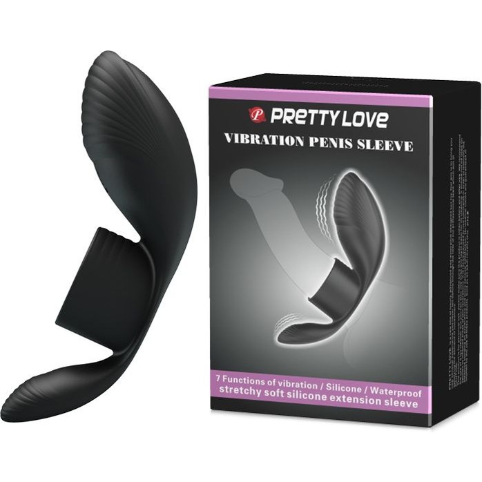 Черное кольцо на пенис с вибрацией Vibration Penis Sleeve - Pretty Love. Фотография 2.