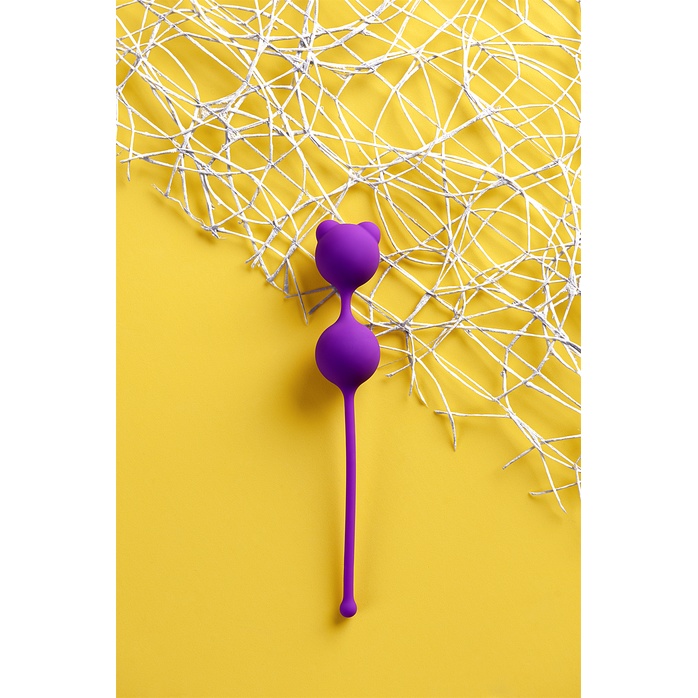 Фиолетовые вагинальные шарики A-Toys с ушками. Фотография 5.