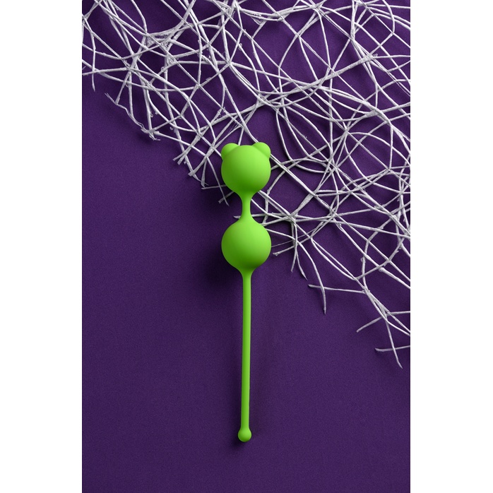 Зеленые вагинальные шарики A-Toys с ушками. Фотография 5.