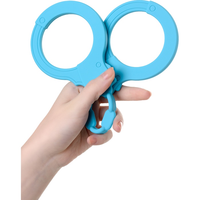 Голубые силиконовые наручники A-Toys без ключа. Фотография 3.