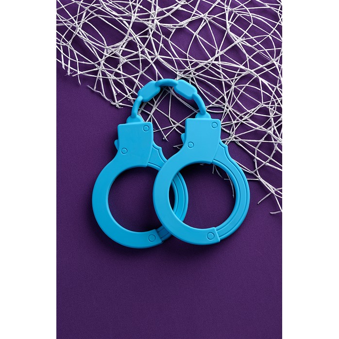 Голубые силиконовые наручники A-Toys без ключа. Фотография 6.