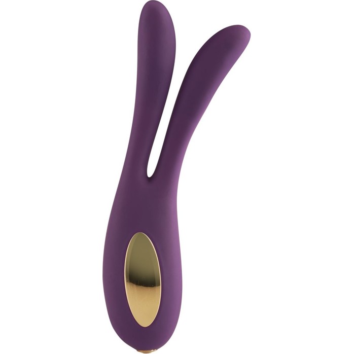 Фиолетовый сплит-вибромассажёр Flare Bunny - 16 см - LUZ