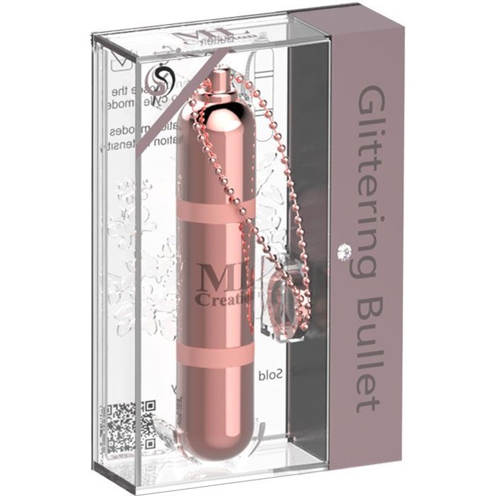 Розовый мини-вибратор на цепочке Glittering Bullet - 9 см. Фотография 4.