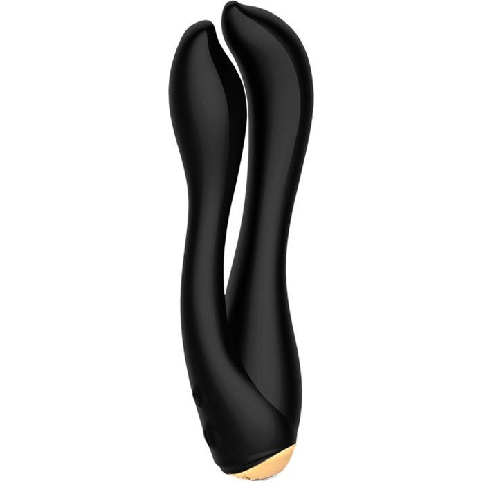 Черный анально-вагинальный вибратор Gofinger - 17,5 см