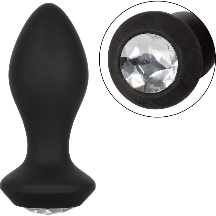 Черная анальная пробка с вибрацией и кристаллом Power Gem Vibrating Crystal Probe - 10,75 см - Power Gem. Фотография 4.