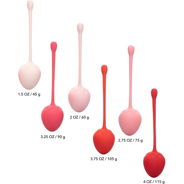Набор из 6 вагинальных шариков-клубничек Kegel Training Set Strawberry. Фотография 2.