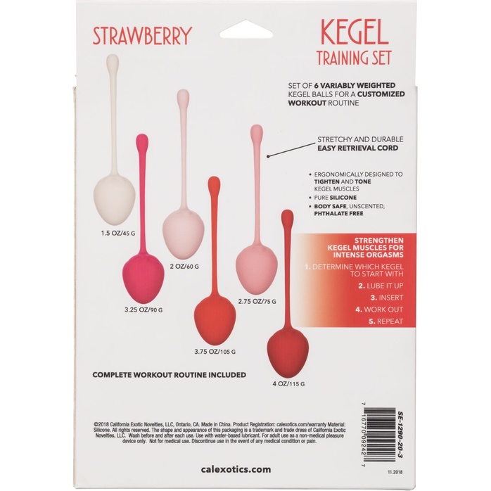 Набор из 6 вагинальных шариков-клубничек Kegel Training Set Strawberry. Фотография 11.