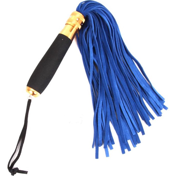 Синяя многохвостовая плеть с черной ручкой - 40 см - NOTABU