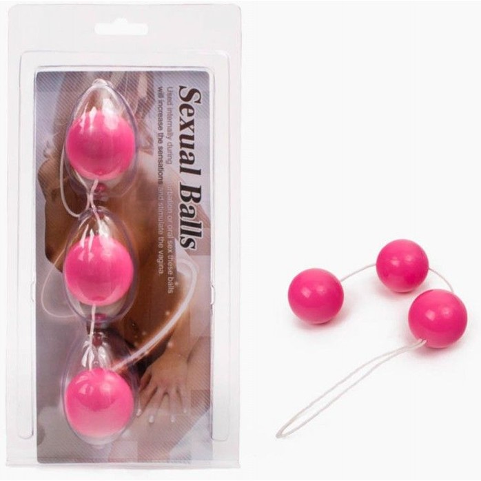 Розовые вагинальные шарики со смещенным центром тяжести на веревочке. Фотография 2.