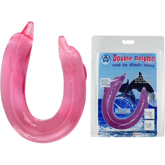 Розовый двойной фаллоимитатор Dolphin - 30,5 см. Фотография 5.