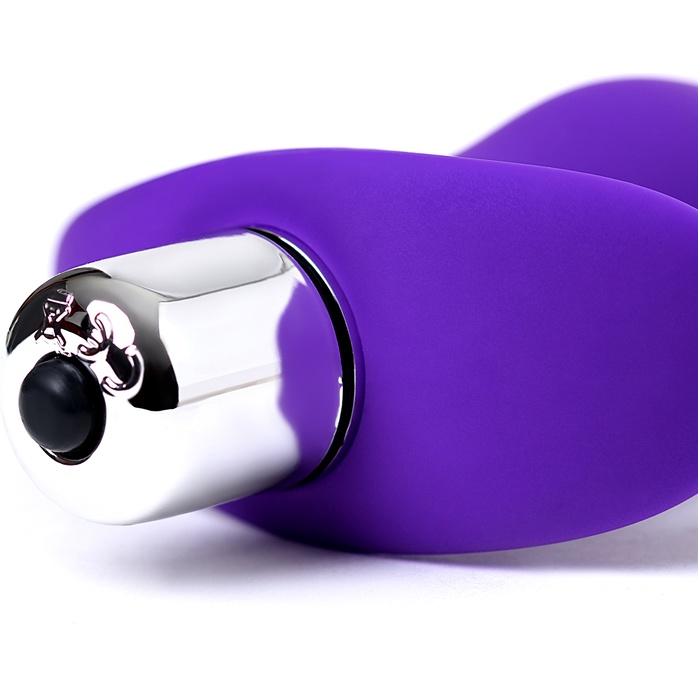 Фиолетовая изогнутая анальная вибропробка - 12,9 см. Фотография 7.