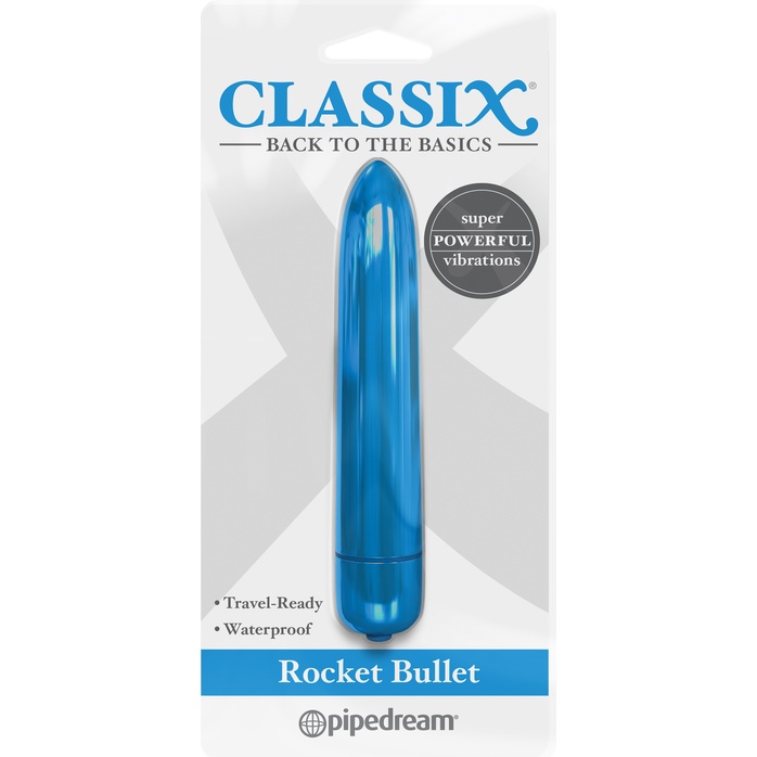 Голубая гладкая вибропуля Rocket Bullet - 8,9 см - Classix. Фотография 3.