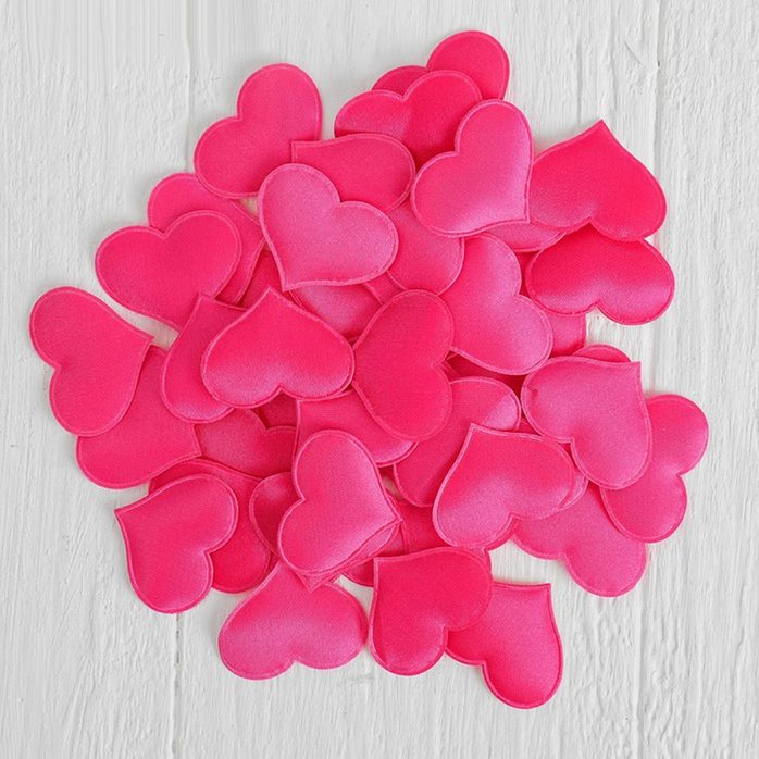 Набор ярко-розовых декоративных сердец - 50 шт - Страна Карнавалия