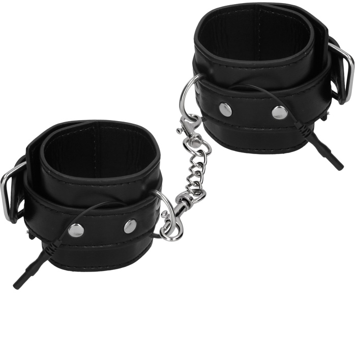 Черные наручники с электростимуляцией Electro Handcuffs - Electroshock. Фотография 2.