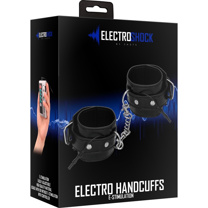 Черные наручники с электростимуляцией Electro Handcuffs - Electroshock. Фотография 9.