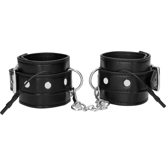 Черные наручники с электростимуляцией Electro Handcuffs - Electroshock