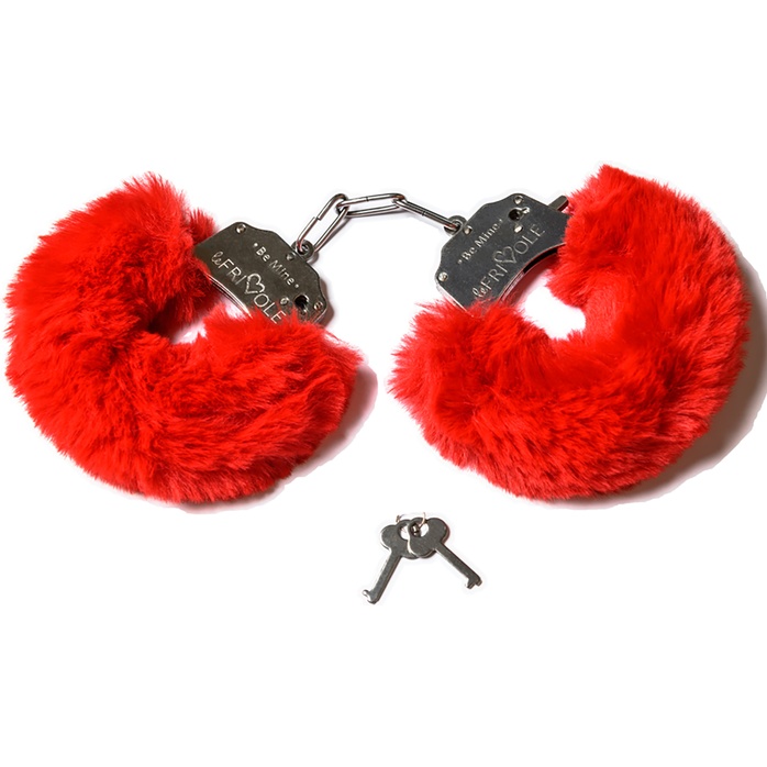 Шикарные наручники с пушистым красным мехом - Be Mine