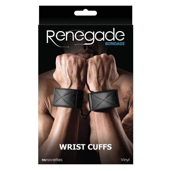 Черные наручники Wrist Cuff - Renegade. Фотография 2.