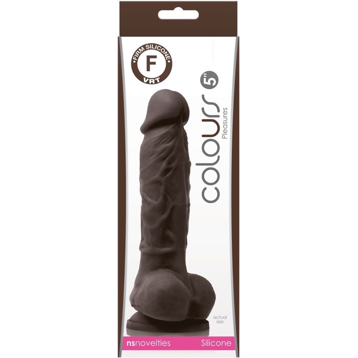 Коричневый силиконовый фаллоимитатор с мошонкой Pleasures 5 Dildo - 18 см - Colours. Фотография 2.