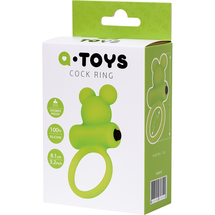 Зеленое виброкольцо на пенис A-Toys. Фотография 4.