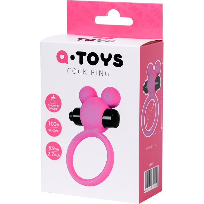 Розовое виброкольцо на пенис A-Toys. Фотография 4.