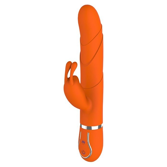Оранжевый вибратор FLORAL FANTASY со стимулятором клитора - 22 см. - Good Vibes