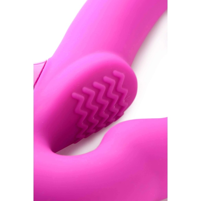 Розовый безремневой страпон с вибрацией Evoke Rechargeable Vibrating Strap On - 24,7 см - Strap U. Фотография 2.
