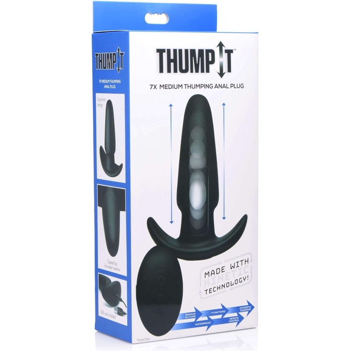 Черная анальная вибропробка Kinetic Thumping 7X Medium Anal Plug - 13,3 см - Thump It. Фотография 4.
