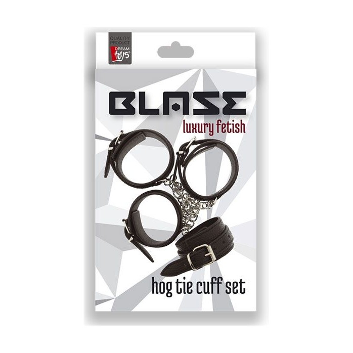 Черные наручники и поножи с креплением HOG TIE CUFF SET - Blaze. Фотография 2.