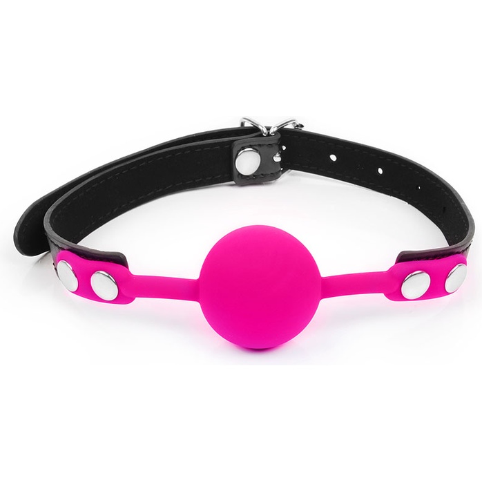 Розовый кляп-шарик с черным регулируемым ремешком - NOTABU