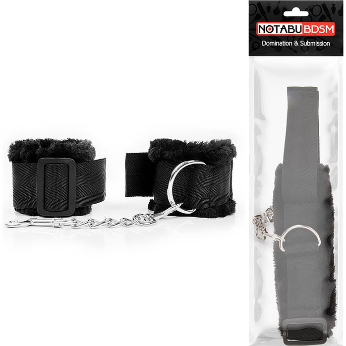 Черные наручники на регулируемых пряжках. Фотография 2.