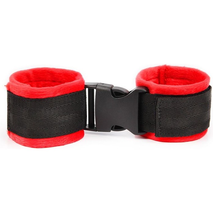 Красно-черные мягкие наручники на липучке - NOTABU