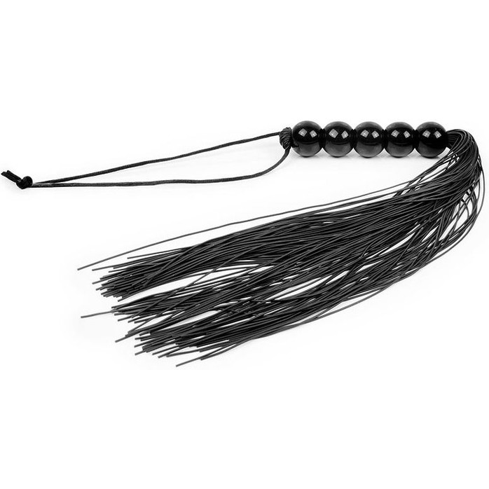 Черная многохвостая плеть с рукоятью-шариками - 35 см - NOTABU