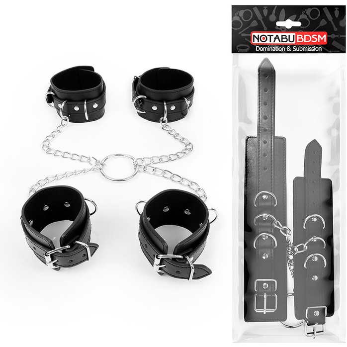 Комплект наручников и оков на металлических креплениях с кольцом. Фотография 2.