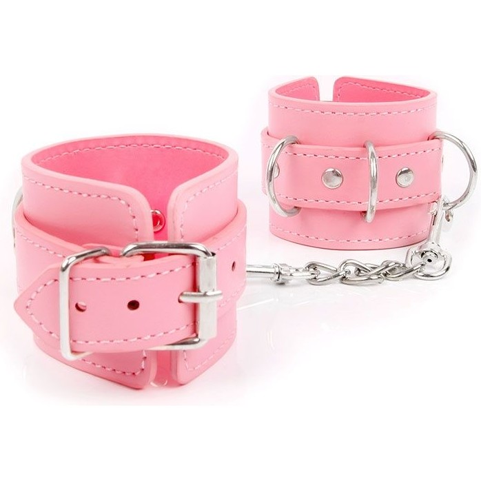 Розовые наручники на регулируемых ремешках с цепочкой - NOTABU