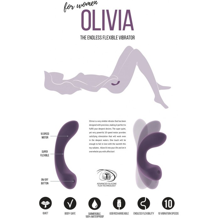 Фиолетовый гнущийся вибратор Olivia - 15,6 см - Jil. Фотография 3.