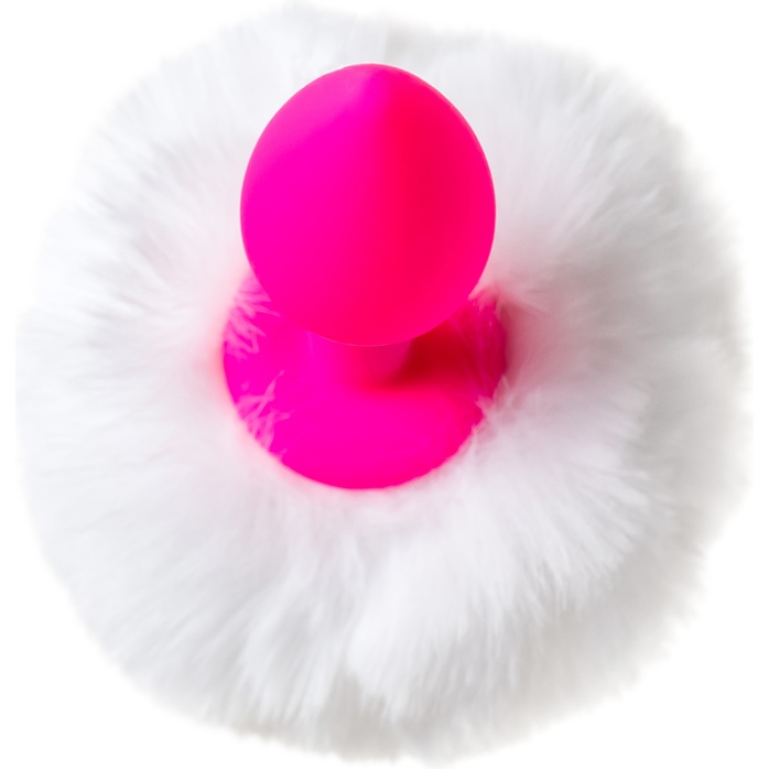 Розовая анальная втулка Sweet bunny с белым пушистым хвостиком - ToDo. Фотография 6.