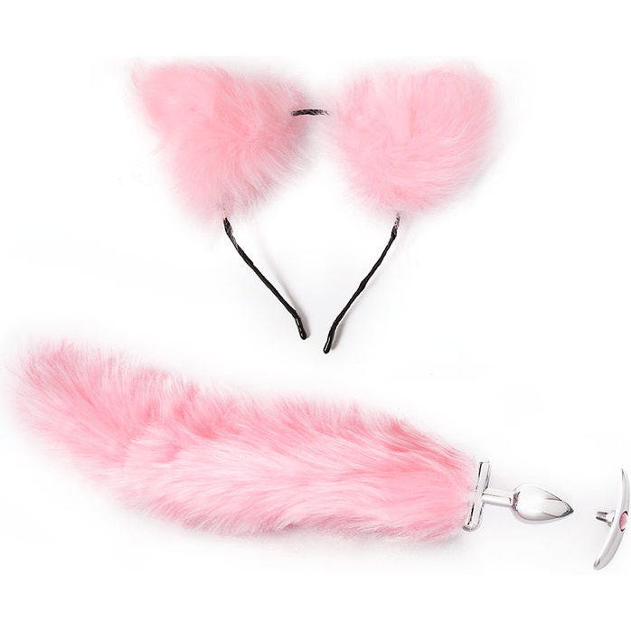 Розовый игровой набор: ободок с ушками и анальная пробка с хвостиком - NOTABU