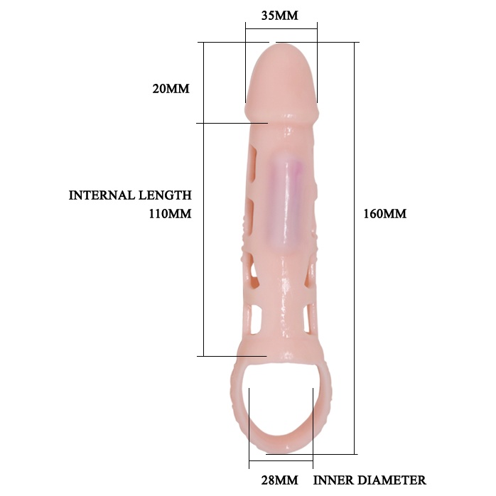 Телесная вибронасадка на пенис с подхватом - 16 см. Фотография 4.