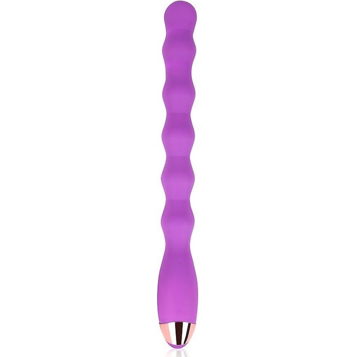 Фиолетовый ребристый вибромассажер - 30,5 см - COSMO