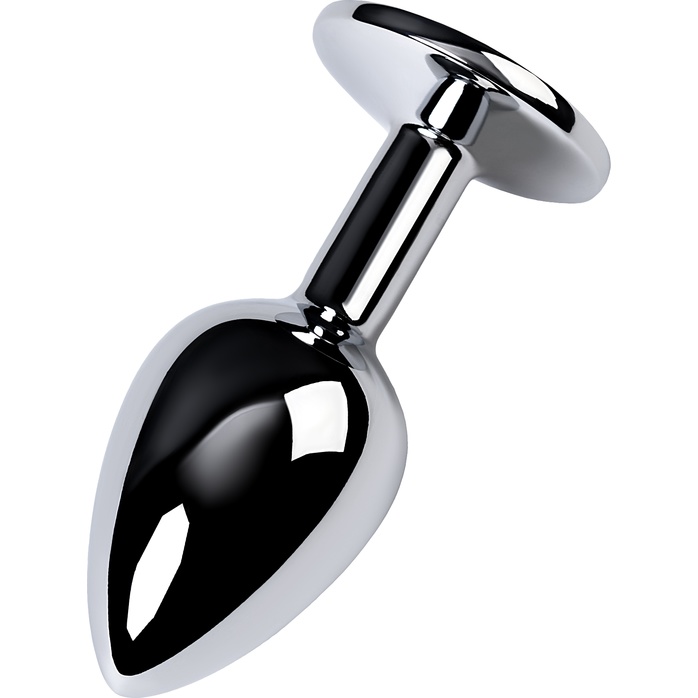 Серебристая конусовидная анальная пробка с фиолетовым кристаллом - 7 см. - Metal. Фотография 2.