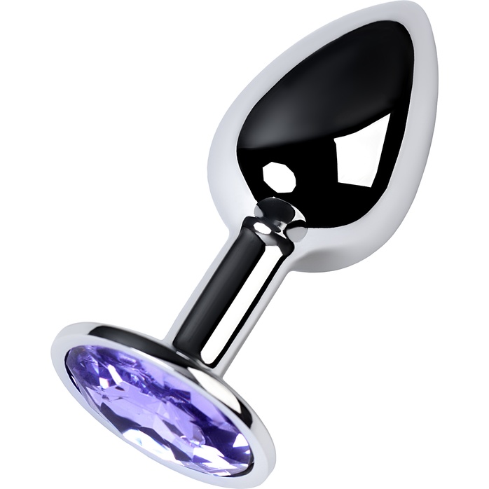Серебристая конусовидная анальная пробка с фиолетовым кристаллом - 7 см. - Metal