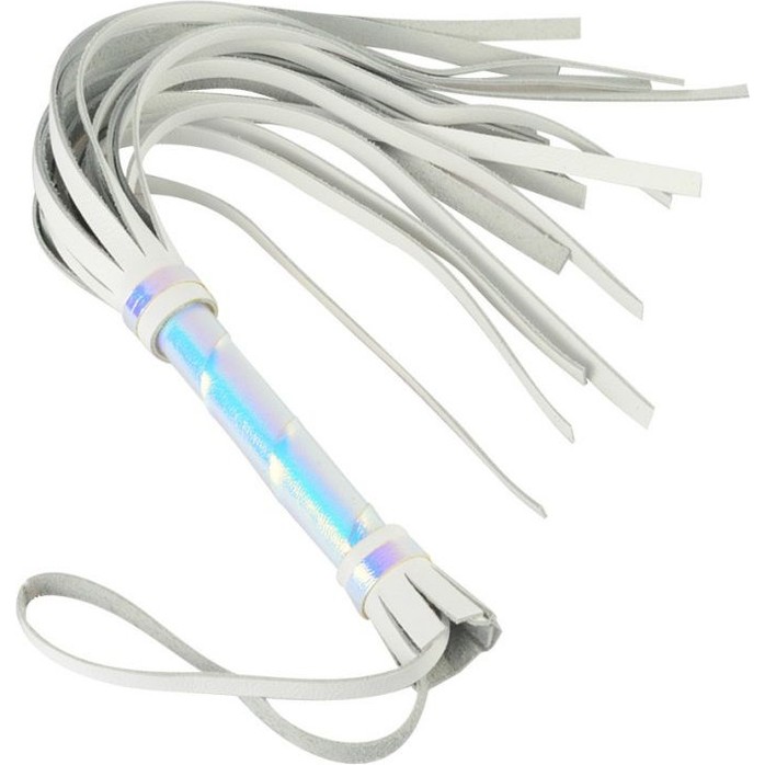 Белая кожаная плеть с перламутровым блеском - 40 см - BDSM accessories