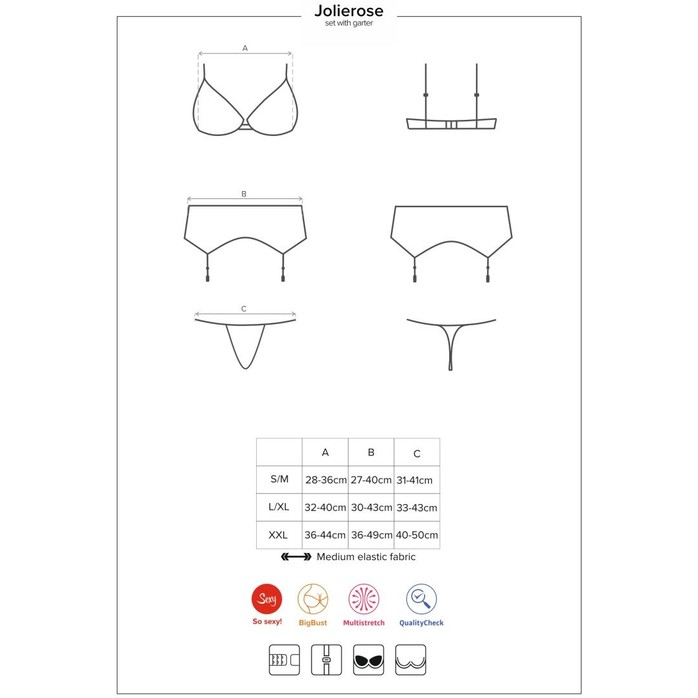 Пикантный кружевной комплект Jolierose с поясом для чулок - Sexy. Фотография 7.