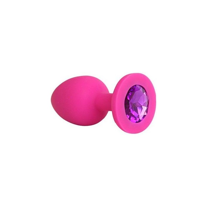 Ярко-розовая анальная пробка с фиолетовым кристаллом - 9,5 см - SEXY FRIEND