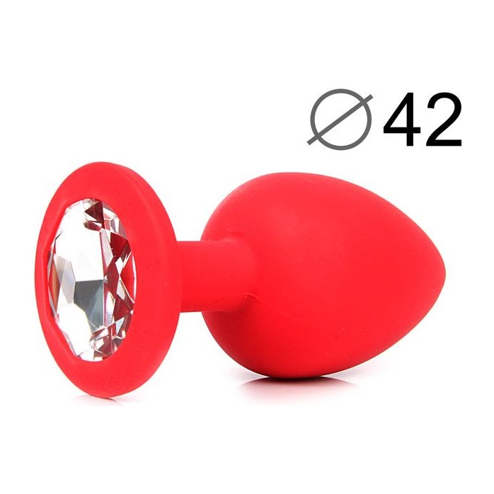 Красная анальная пробка с прозрачным кристаллом - 9,5 см. - SEXY FRIEND. Фотография 2.