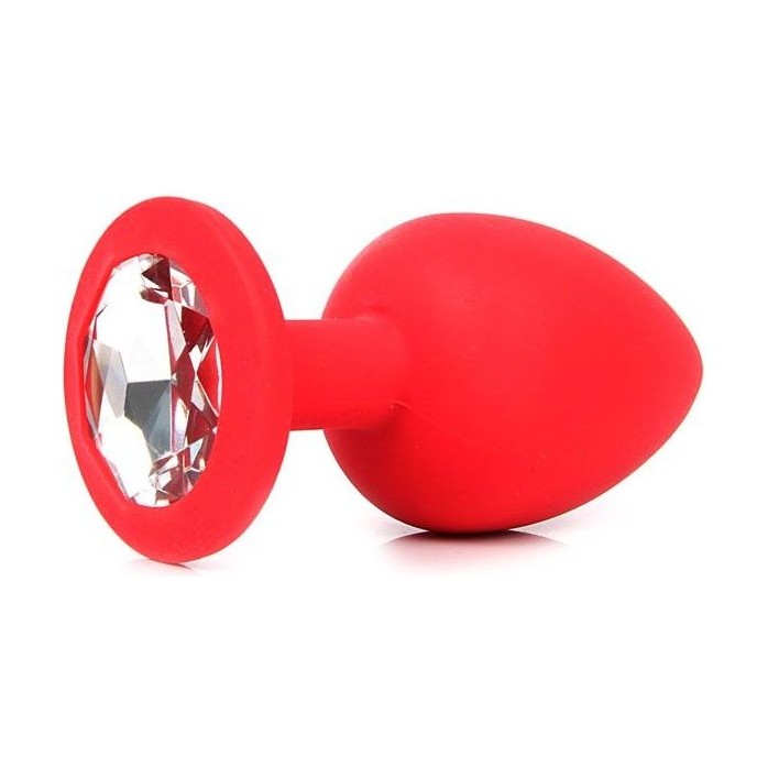 Красная анальная пробка с прозрачным кристаллом - 9,5 см. - SEXY FRIEND